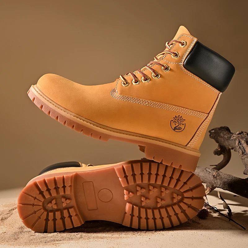 Boots Men High Top Boots High Quality Women Leather Shoes Fashion Outdoor Sneakers Men Lace Up Non-Slip Ankle Boots for Couple